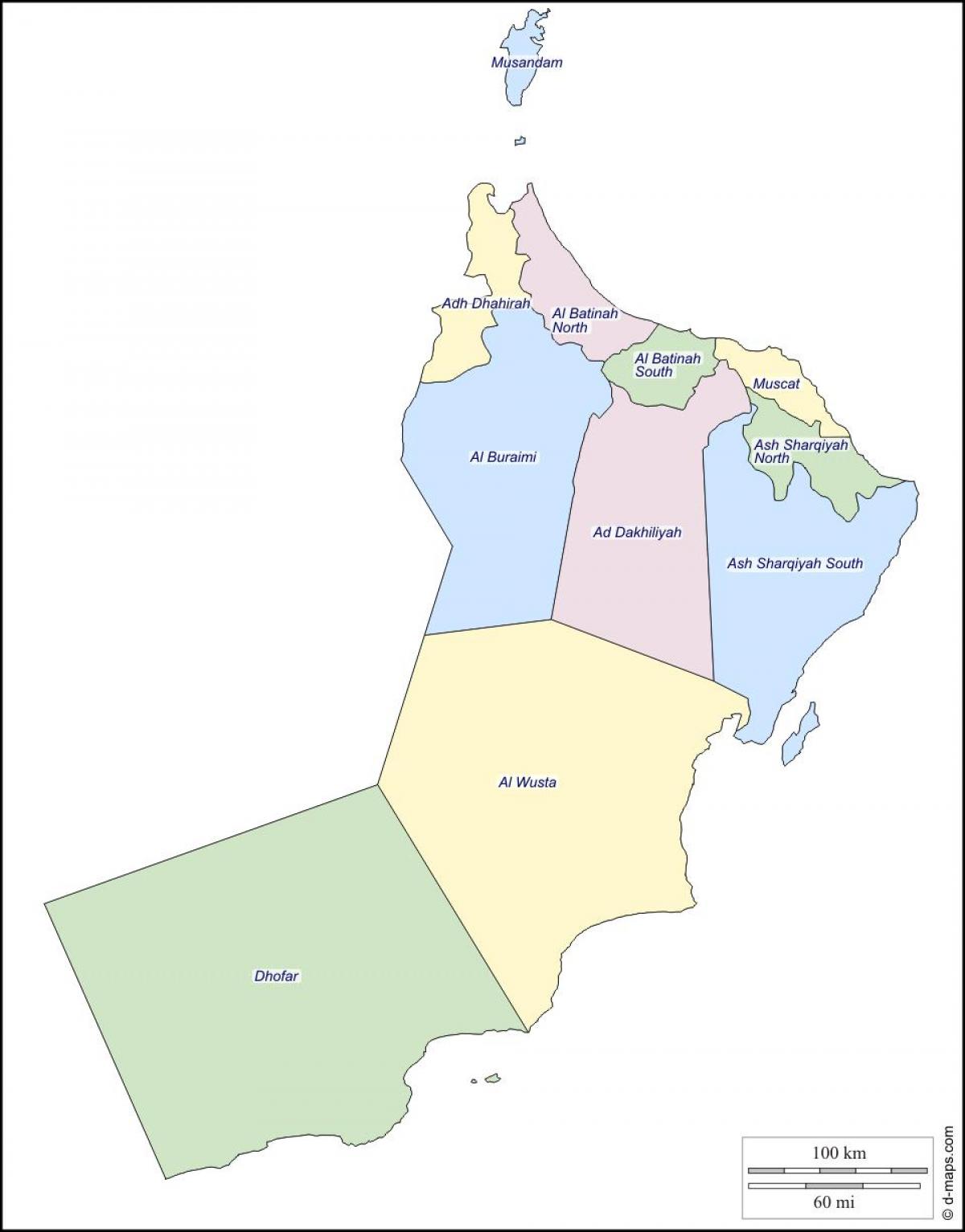 નકશો ઓમાન governorates